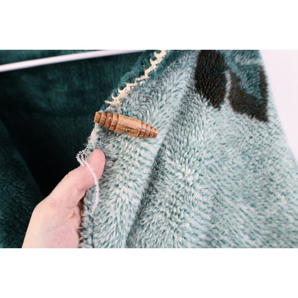 Vtg 90s Womens XL Distressed Reversible Leaf Acorn All Over Print Fleece Jacket - Picture 5 of 16